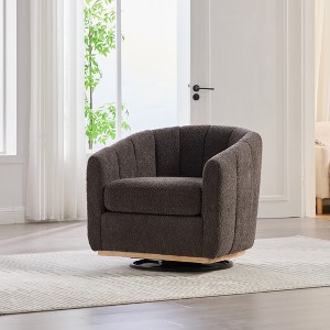Hrinhom 32.3"W 360°Chenille Swivel Chair,Tufted Pumpkin-Shape Armchair - 1 of 4