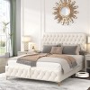 Full Bed Frame And Headboard With Hydraulic Lift,Velvet Fabric Bed With Deep Tufted Buttons,Under Bed Storage Hidden Oversized-Cuddlewood - 2 of 4