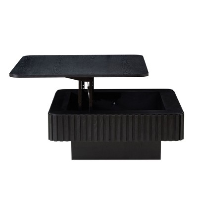 35.43 inModern Handcraft Drum Coffee Table Square Coffee Table for Living Room,Lift Top Wooden Coffee Table with Hidden Storage Space,Black Color
