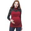 Pokkori Mock Neck Lace Panel Maternity Top - 4 of 4