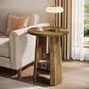 Tribesigns Round End Table, 2-Tier Side Table, Bedside Accent Furniture for Small Spaces, Living Room, Bedroom, Brown - 2 of 4