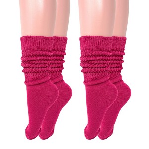 Slouch Socks for Women Cotton Lightweight Scrunch Knee High Socks 2 Pairs Fits Shoe Sizes 5-10 - 1 of 1