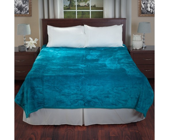 Yorkshire Home Solid Soft Heavy Thick Plush Mink Blanket - Aqua (Queen)