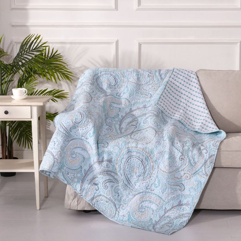 Spruce Blue Quilted Throw - Levtex Home, 1 of 4