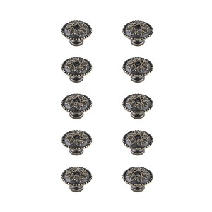 Elegant Lighting Corio 0.9Inch Diameter Antique Bronze Mushroom Knob Multipack (Set of 10) - 1 of 4