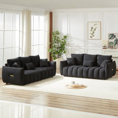 Kumasinova Premium Teddy Fleece Lounge Chair, Plush Single Sofa Chair with Pillow, Sturdy Wood Frame, Upholstered Couches for Living Room