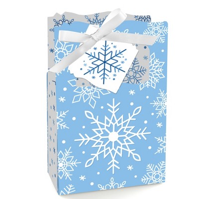 Big Dot of Happiness Blue Snowflakes - Winter Holiday Party Favor Boxes - Set of 12