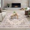 TackView Vintage Rug Irregular Medallion Area Rug Ultra-Thin Non Slip Floral Print Indoor Mat for Living Room Dining Room Bedroom - 2 of 4