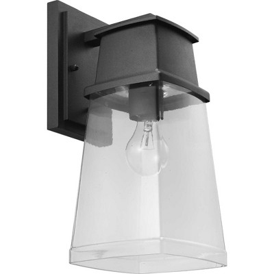 Greene Ridge Black Steel Medium Wall Lantern with Clear Shade