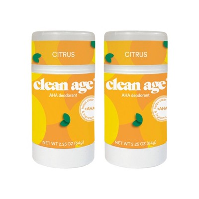 Clean Age Citrus AHA Deodorant for Teens - 2.25oz/2pk