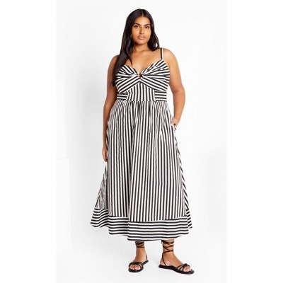Women's Plus Size Stripe Zaya Dress - black | CITY CHIC