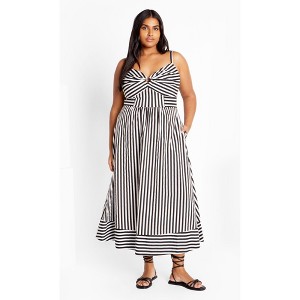 Women's Plus Size Stripe Zaya Dress - black | CITY CHIC - 1 of 4