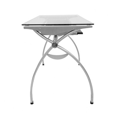 Arcadia Clear Glass Top Writing Desk with Keyboard Tray