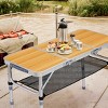 Syemin Folding Tables Outdoor Folding Camping Table, 2ft Portable Pinic Table with 3 Height, Lightweight Patio Side Table, Brown, 35.63"*15.83"*23.63" - 2 of 4