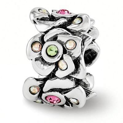 Black Bow Jewelry Sterling Silver & Multicolor Crystal Cherry Blossoms Bead Charm