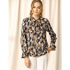 Allegra K Women's Floral Tie V Neck Chiffon Ruffle Trumpet Sleeve Blouse - 2 of 4