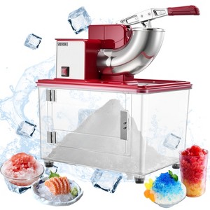 VEVOR Commercial Ice Crusher 661LBS/H, 350W Electric Snow Cone Machine with 4 Blades, 2000RPM Stainless Steel Shaved Ice Machine, Red - 1 of 4