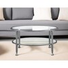 HomeRoots 36" Silver Glass And Metal Round Coffee Table - 2 of 4