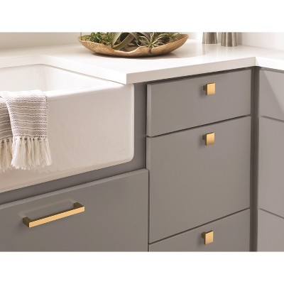 Champagne Bronze Modern Square Cabinet Knob with Mounting Hardware