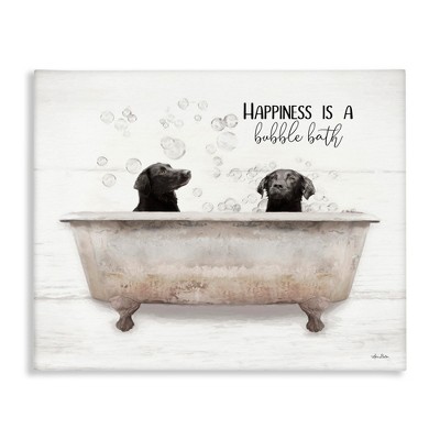 Stupell Industries Animal Bathroom Happiness is a Bubble Bath Dog Quote