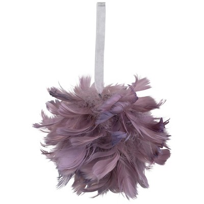 6" Light Purple Feather Christmas Ball Ornament