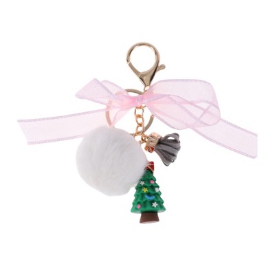 Unique Bargains Christmas Keychain with Double Ring and Lobster Clasp Plush Mesh Metal PVC 1 Pc
