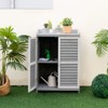 Tangkula Wooden Garden Potting Bench Table Outdoor Storage Cabinet with Metal Plated Tabletop 2 Storage Shelves - 3 of 4