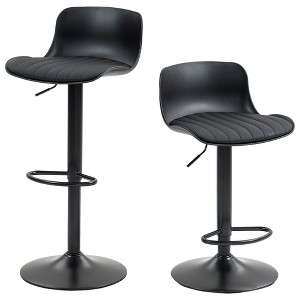 QingMoon PU Leather Bar Stools Set of 2, Adjustable Height Barstools, Modern Swivel Counter Height Chairs with Large Base for Kitchen Island - 1 of 4
