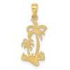 Black Bow Jewelry 14k Yellow Gold Double Palm Trees Pendant - 3 of 4