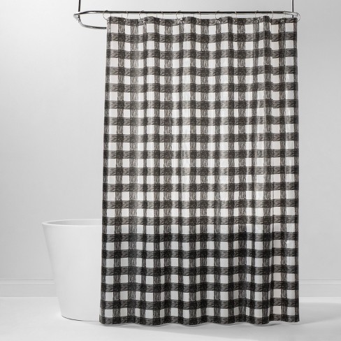 Peva Buffalo Plaid Shower Curtain Black White Room Essentials