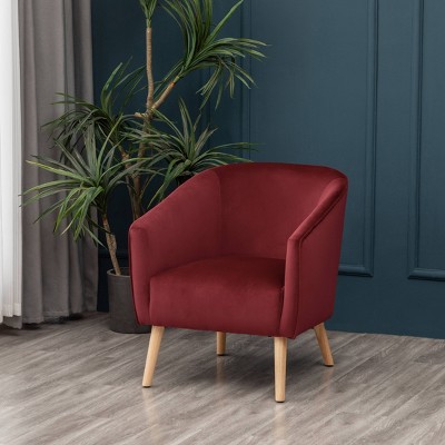 Modern Barrel Accent Chair Sienna Red Velvet - Wovenbyrd : Target