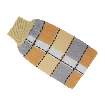 Unique Bargains Geometric Thread Style Shower Gloves for Bathroom 9.45"x5.12" Yellow 1 Pc