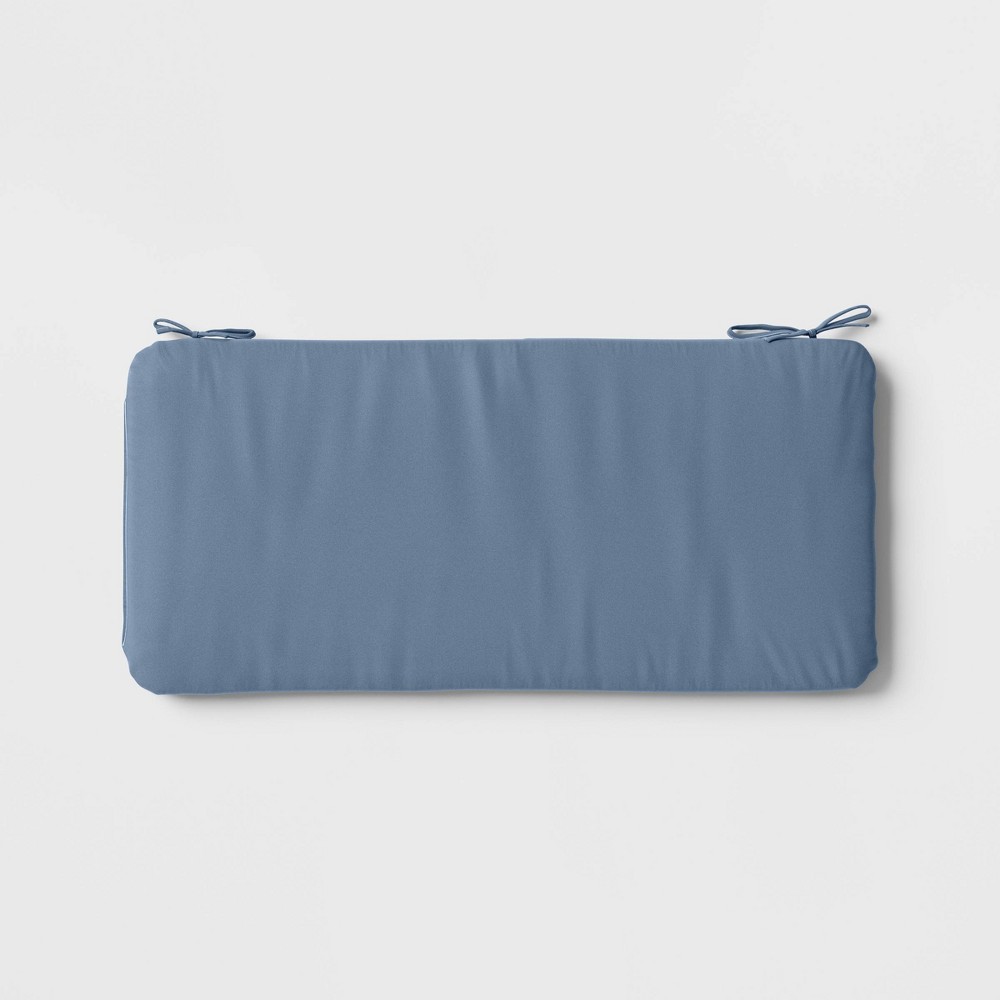 Photos - Pillow 17"x37" Outdoor Bench Cushion Quilted Blue - Room Essentials™: Water-Resis