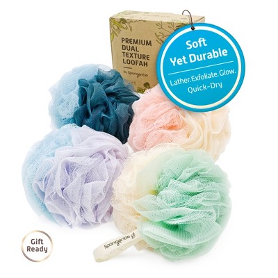 Spongentle Loofah Bath Sponge, Exfoliating Scrubber for Bath & Shower, Ideal for Women & Men, 60g/70g