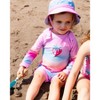 Deux par Deux Girl Long Sleeve One-Piece Rashguard Pink, Orange, and Turquoise - 2 of 4