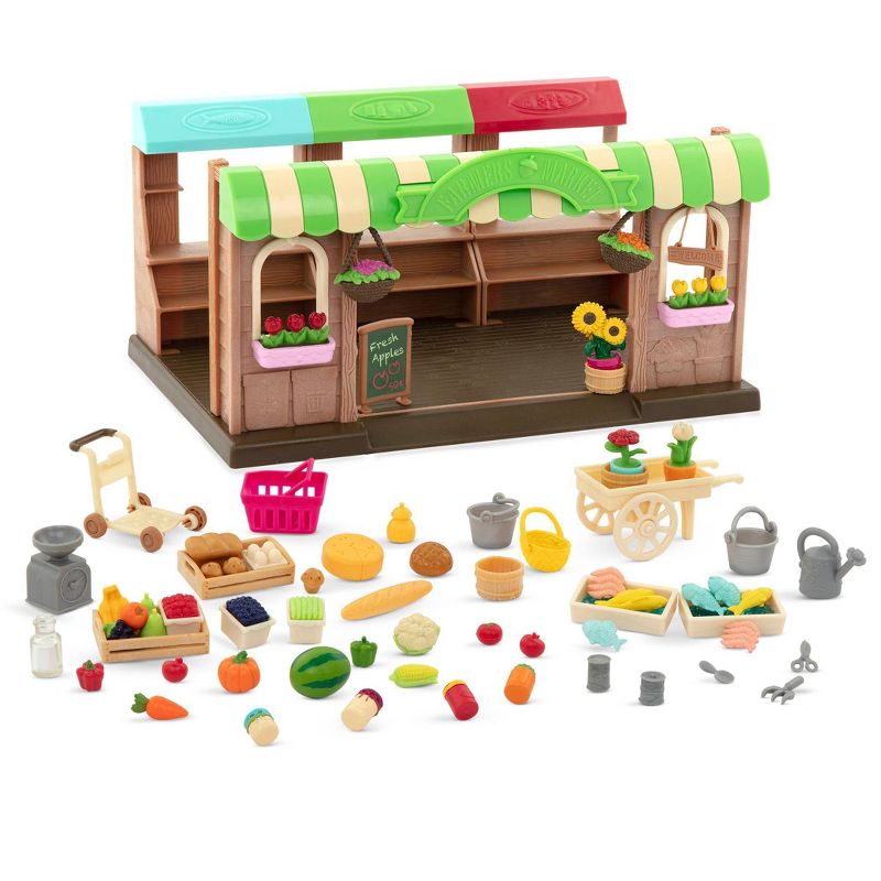 Li&#39;l Woodzeez Store Playset with Toy Food 68pc - Hoppin&#39; Farmers Market, 5 of 9