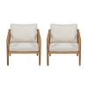 Set of 2 Wooden Patio Accent Chair With Cushions, Outdoor Wood Armchair, All-Weather Patio Furniture for Backyard or Balcony-Maison Boucle - 2 of 4