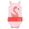 Little Treasure Baby Girl Cotton Bodysuits 3pk, Flamingo - 4 of 4