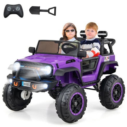 Costway 24v 2 Seater Kids Ride On Truck 2wd 4wd Battery Powered Vehicle Toddler Powerful Car With Remote Control Purple Target