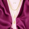 Slickblue Women's Layered Necklace & Ball Earring Set, Flower Heart Pendant & Angel Charm, Gold, 16"+2" - 2 of 3