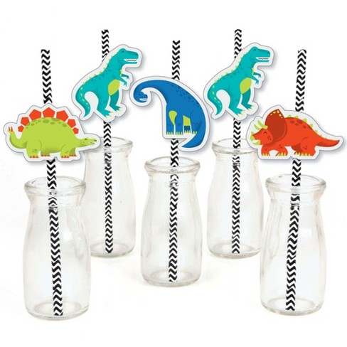 Plastic Dinosaur Cups with Lids & Straws