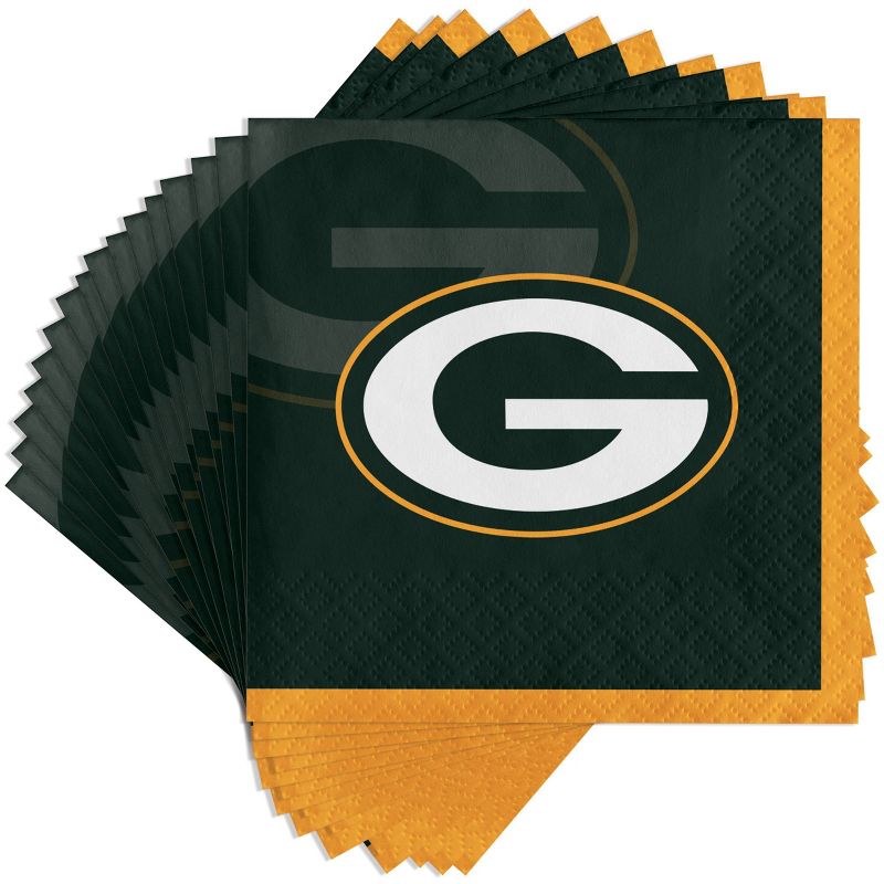 48ct Green Bay Packers Football Beverage Napkins, 2 of 4