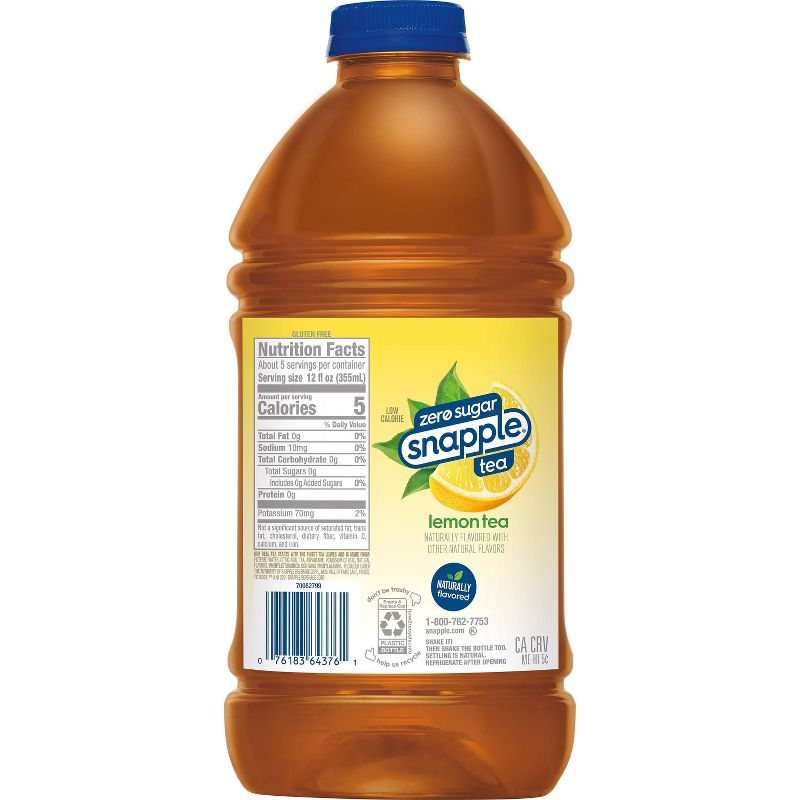 Snapple Zero Sugar Lemon Tea - 64 fl oz Bottle, 4 of 7