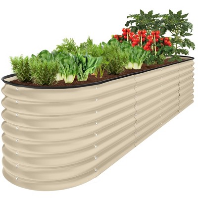 Best Choice Products 8x2x2ft Metal Raised Garden Bed, Oval Outdoor Planter Box w/ 4 Support Bars