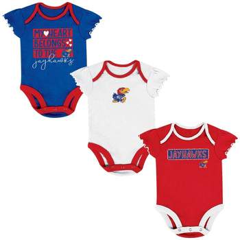NCAA Kansas Jayhawks Infant Girls' 3pk Bodysuit Set