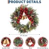 24 Inch Lit Christmas Wreath with Bells & Bow, Christmas Decorations 20 Red & Green LED Lights with 8 Modes, Holiday Decor for Front Door - 2 of 4