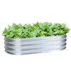 Aoodor Galvanized Raised Garden Bed Kit, Outdoor Garden Planter Oval Large Boxes for Vegetables, Flowers, Herbs - Silver - 3 of 4