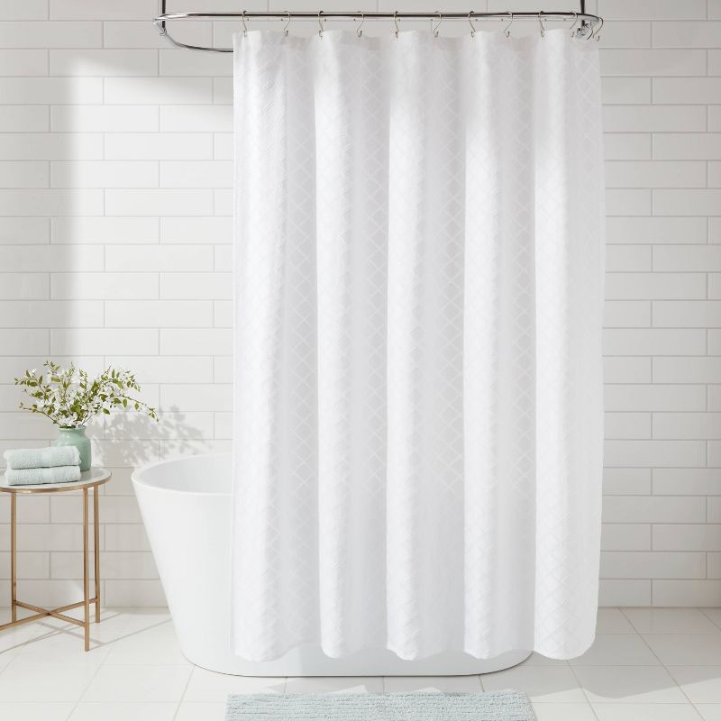 Dyed Clipped Diamond Shower Curtain White - Threshold&#8482;, 2 of 7