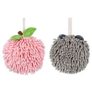 REGALWOVEN 2 Pcs Comfortable Soft Absorbent Chenille Fuzzy Hand Towels - 1 of 4
