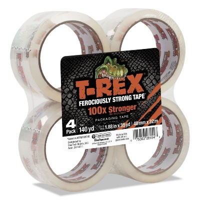 T-REX Packaging Tape 1.88" x 35 yds Crystal Clear 4/Pack 285045